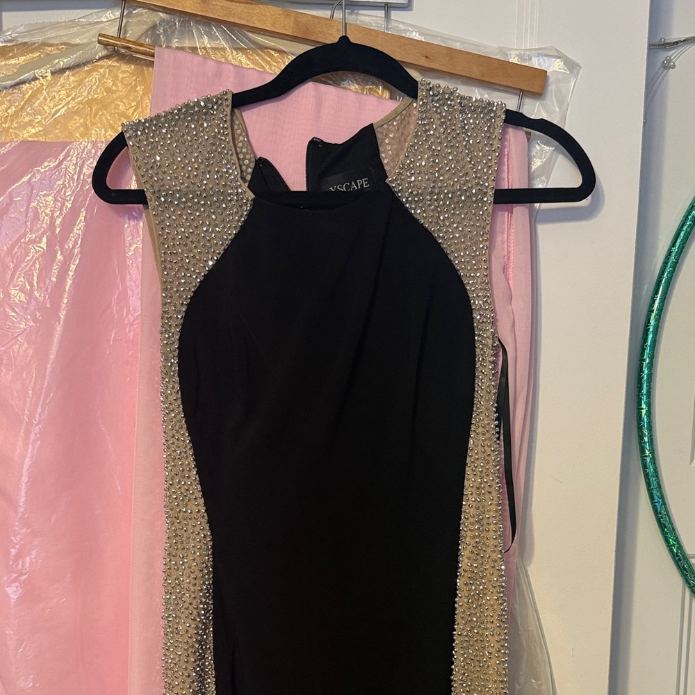 Elegant Black and Silver Embellished Dress XSCAPE